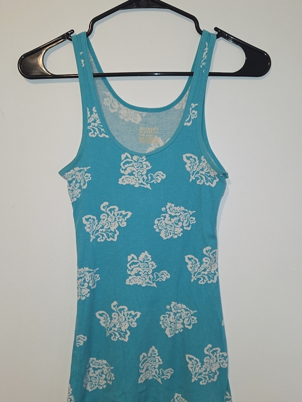 Mossimo Supply Co. Turquoise Floral Scoop Neck Tank